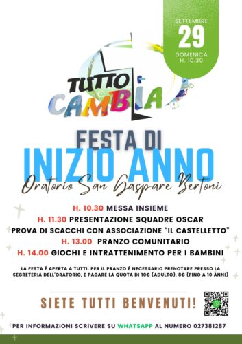 Domenica 29 settembre - Festa di inizio anno